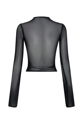 Tania Slinky And Mesh Long Sleeve Top - Black