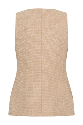 Camilla Boucle Sleeveless Vest - Light Taupe