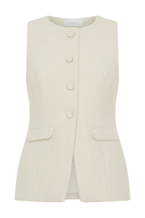 Camilla Boucle Sleeveless Vest - Ivory