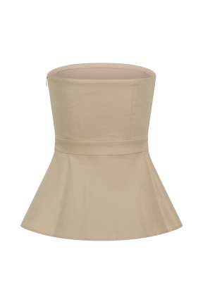 Dora Strapless Linen Top - Natural