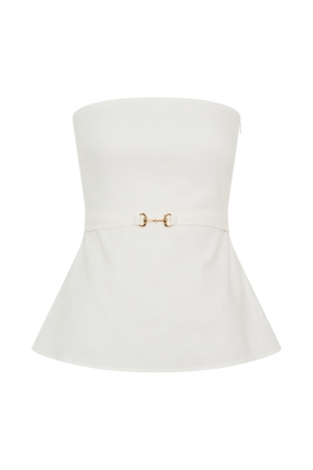 Dora Strapless Linen Top - Ivory
