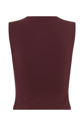 Tatianna Lace Trim Modal Top - Mahogany