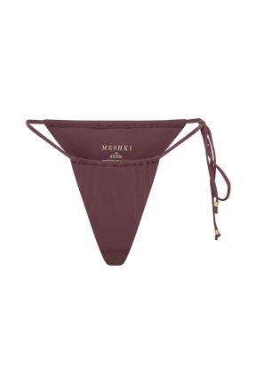 Andie Ruched String Side Bikini Brief - Chocolate