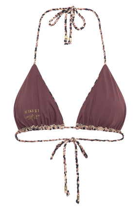 Sachi Triangle Bikini Top With Braided Ties - Leopard Print
