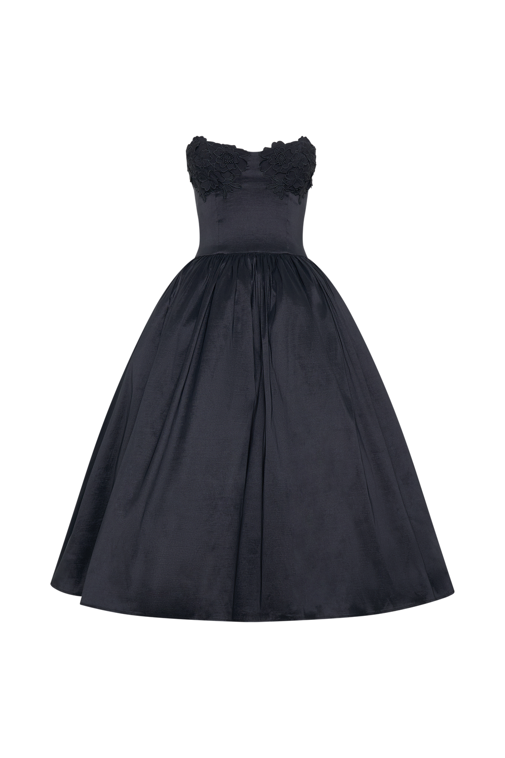 Elyssa Embroidered Midi Dress - Black