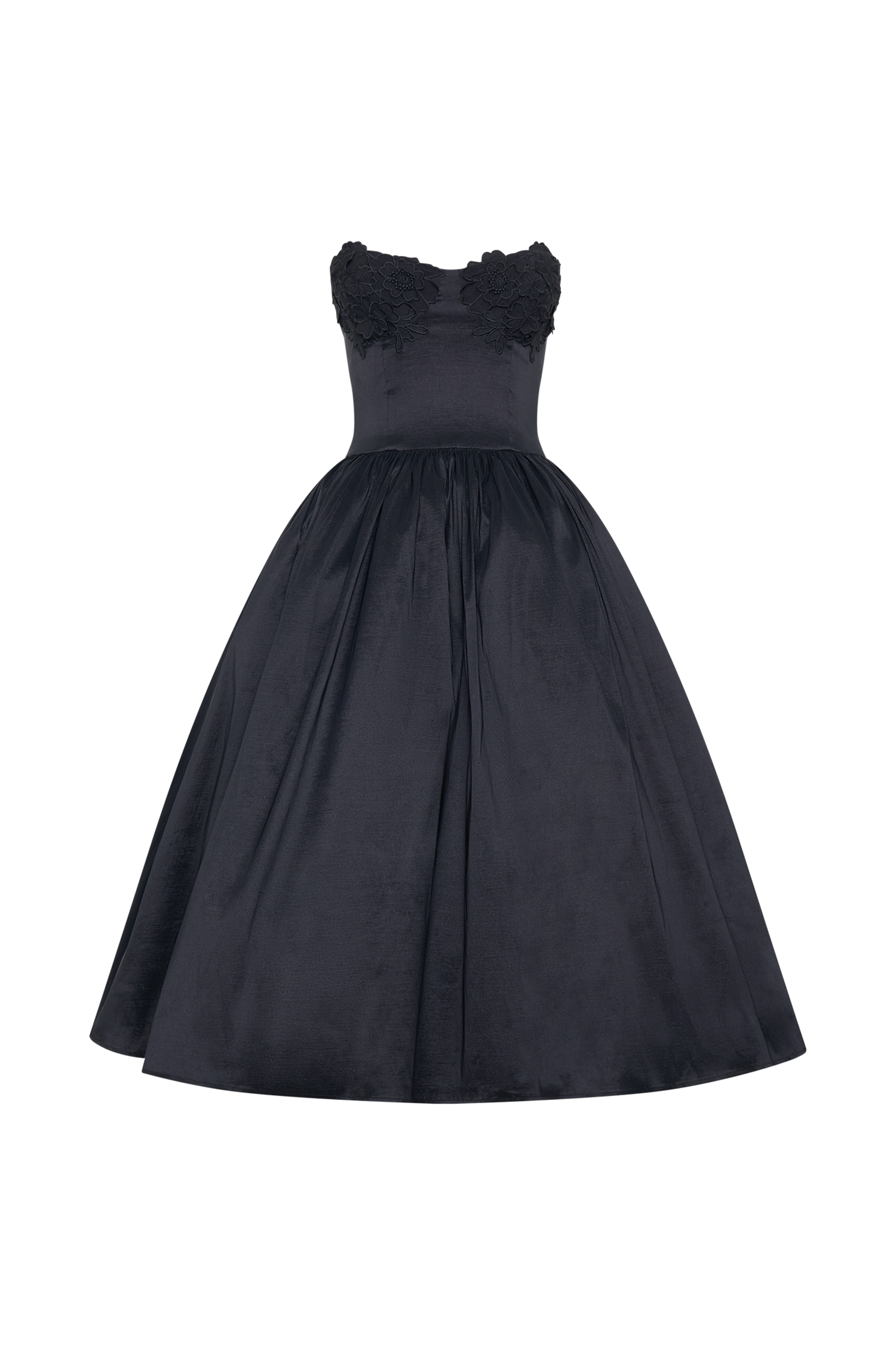 Elyssa Embroidered Midi Dress - Black