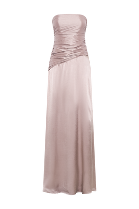 Serena Strapless Taffeta Maxi Dress - Bronze Taupe