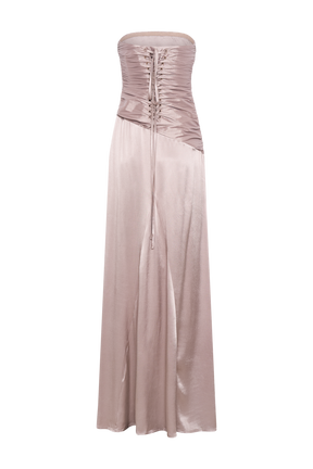 Serena Strapless Taffeta Maxi Dress - Bronze Taupe