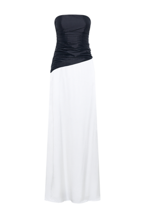 Serena Strapless Taffeta Maxi Dress - White/Black