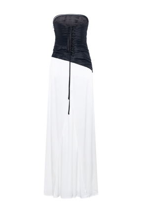 Serena Strapless Taffeta Maxi Dress - White/Black