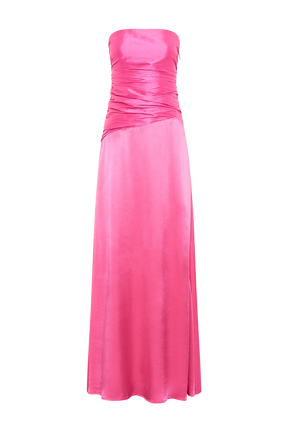 Serena Strapless Taffeta Maxi Dress - Crimson Pink