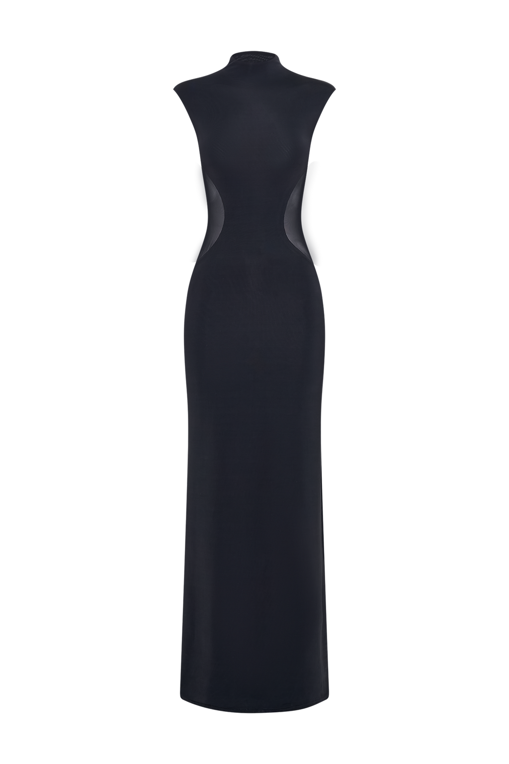 Massie Slinky And Mesh Maxi Dress - Black