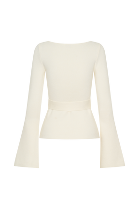 Justine Belted Knit Top - Ivory