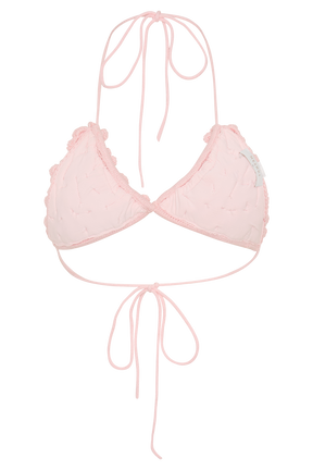 Aesha Floral Crochet Bikini Top - Pale Pink