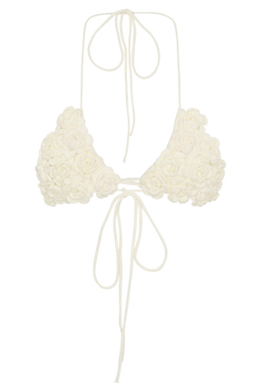 Aesha Floral Crochet Bikini Top - Ivory