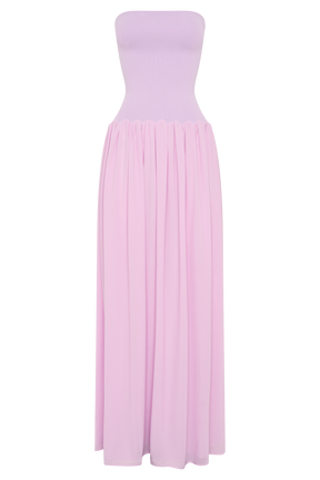 Lyanna Knit And Chiffon Strapless Maxi Dress - Lilac