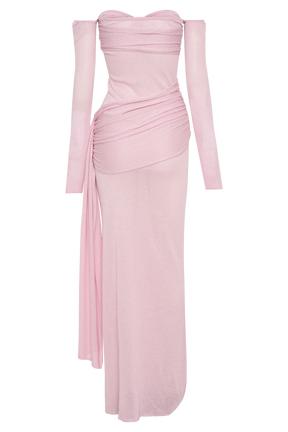 Ingrid Metallic Knit Maxi Dress - Baby Pink