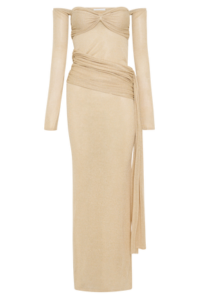 Ingrid Metallic Knit Maxi Dress - Bronze