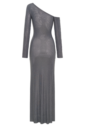 Marcia Diamante Long Sleeve Maxi Dress - Gunmetal