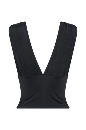 Kerrigan Slinky Ruched Sleeveless Top - Black