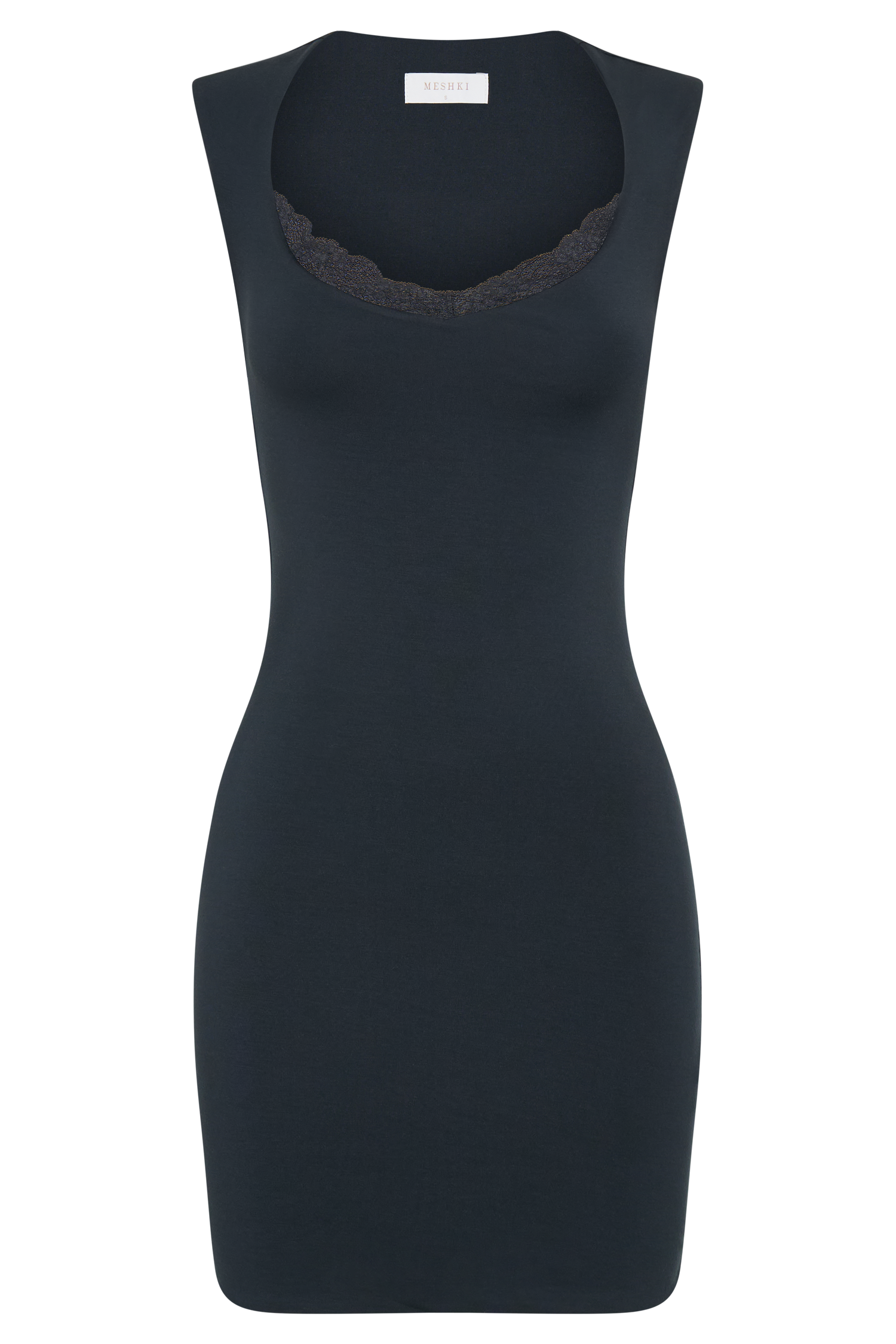 Tatianna Lace Trim Modal Mini Dress - Black