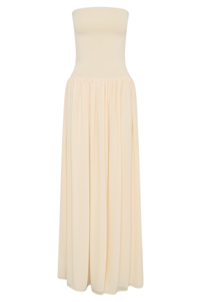 Lyanna Knit And Chiffon Strapless Maxi Dress - Cream