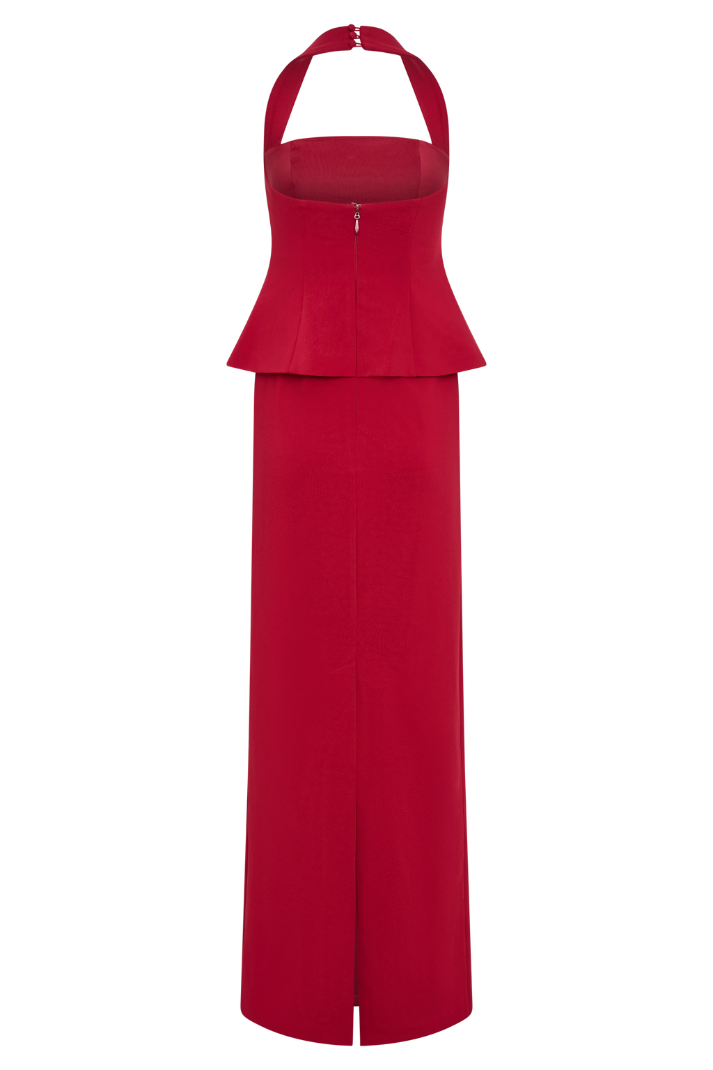 Bertie Peplum Halter Maxi Dress - Ruby