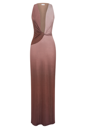Stella Draped Slinky Maxi Dress - Mocha Ombre