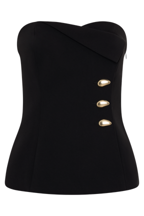 Lindie Strapless Suiting Top - Black