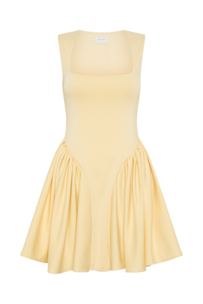 Sharon Scuba Jersey Mini Dress - Pastel Lemon