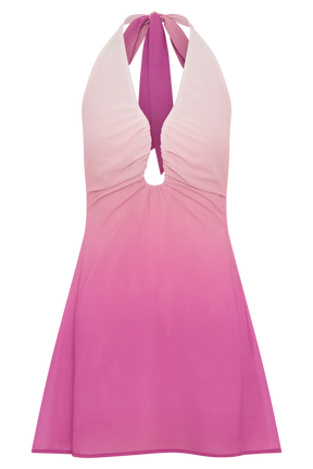 Malakhai Chiffon Halter Mini Dress - Ombre Pink