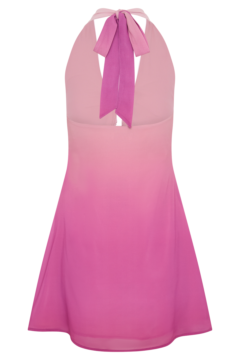 Malakhai Chiffon Halter Mini Dress - Ombre Pink