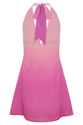 Malakhai Chiffon Halter Mini Dress - Ombre Pink