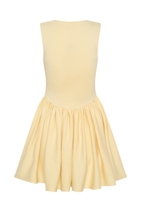Sharon Scuba Jersey Mini Dress - Pastel Lemon