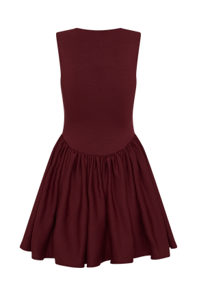 Sharon Scuba Jersey Mini Dress - Wine