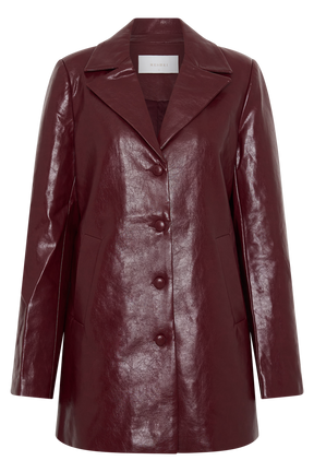 Deborah Faux Leather Coat - Cherry Red