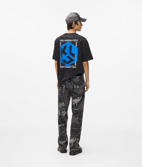 Paint-effect relaxed jeans