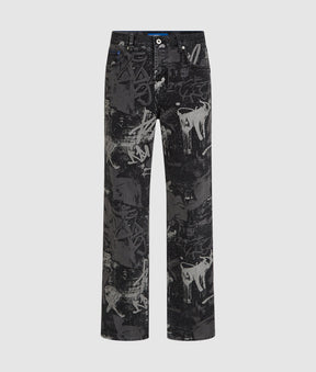 Paint-effect relaxed jeans