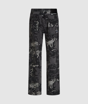 Paint-effect relaxed jeans