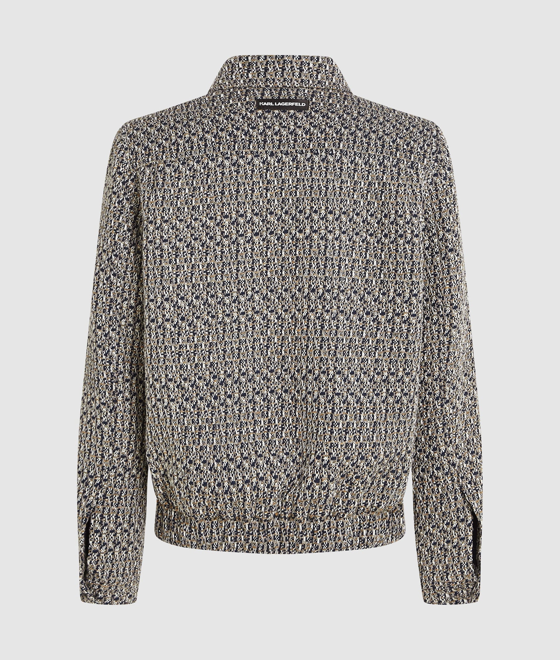 Zip-up bouclé tweed jacket