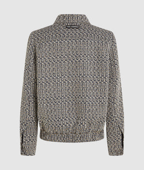 Zip-up bouclé tweed jacket