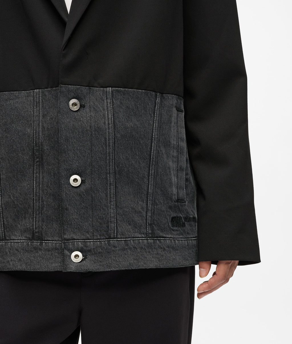 Denim panel blazer