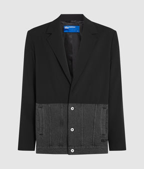 Denim panel blazer