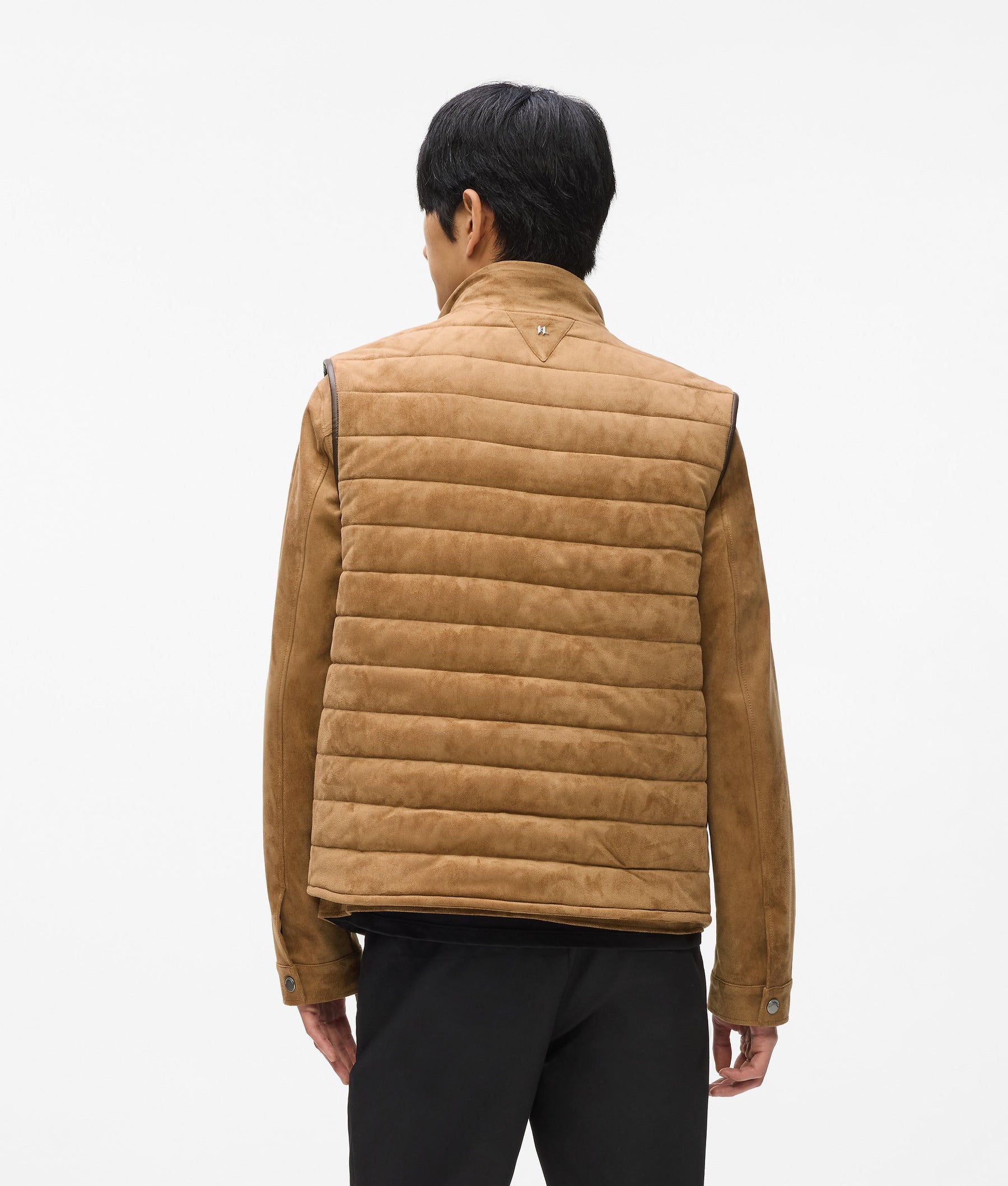 Quilted faux suede gilet