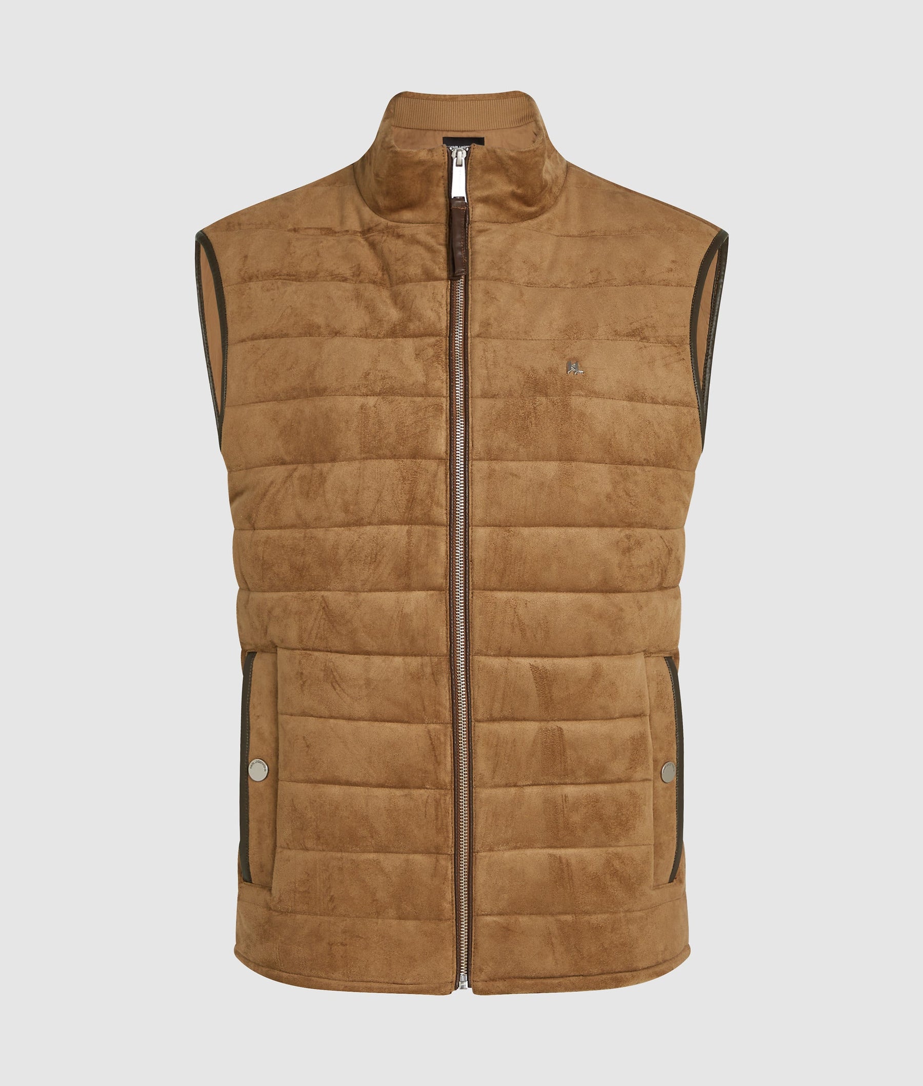 Quilted faux suede gilet