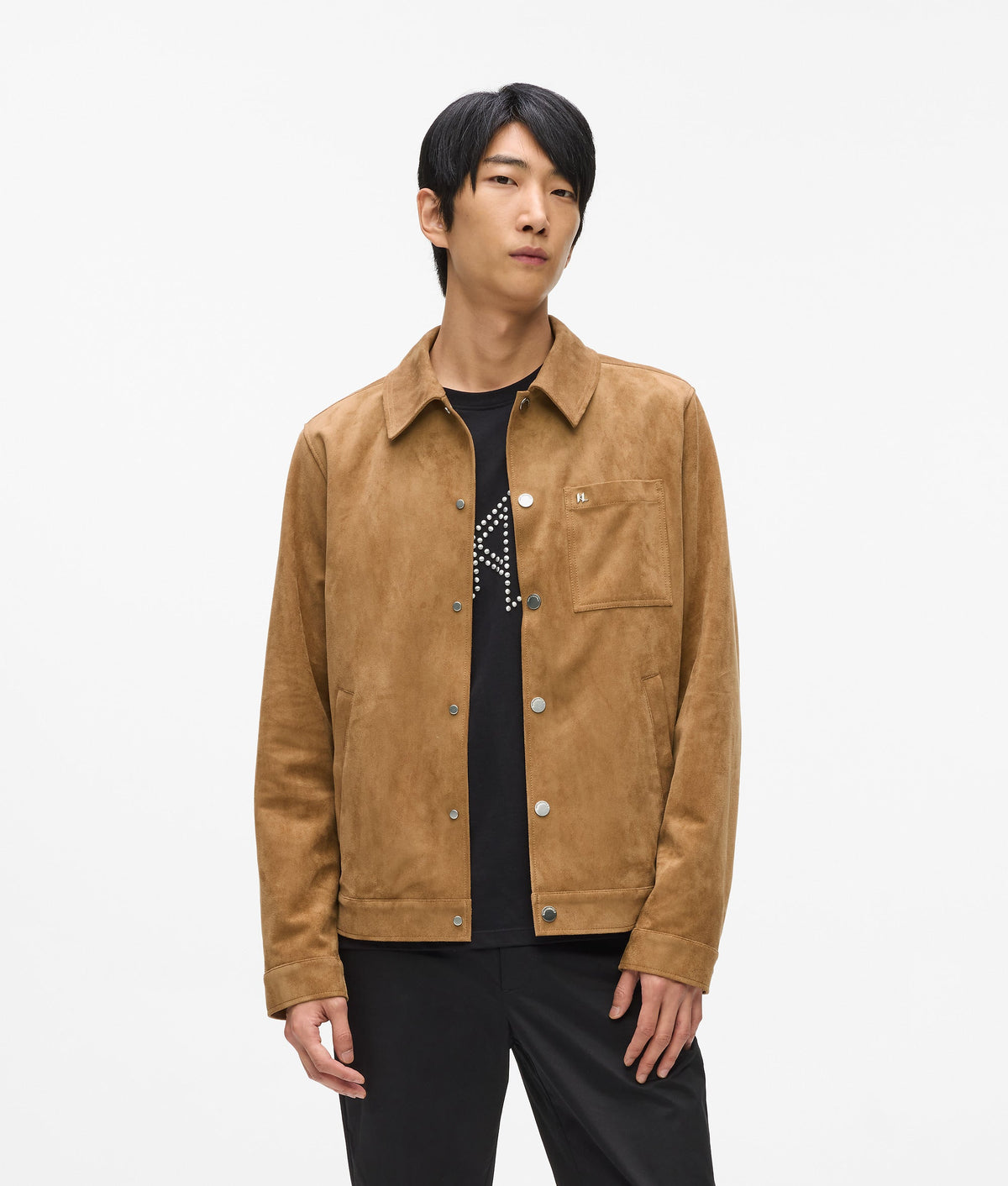 Faux suede trucker jacket