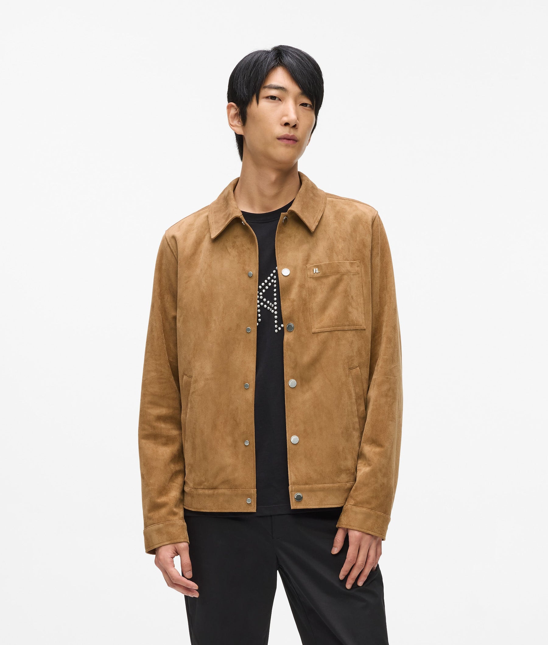 Faux suede trucker jacket