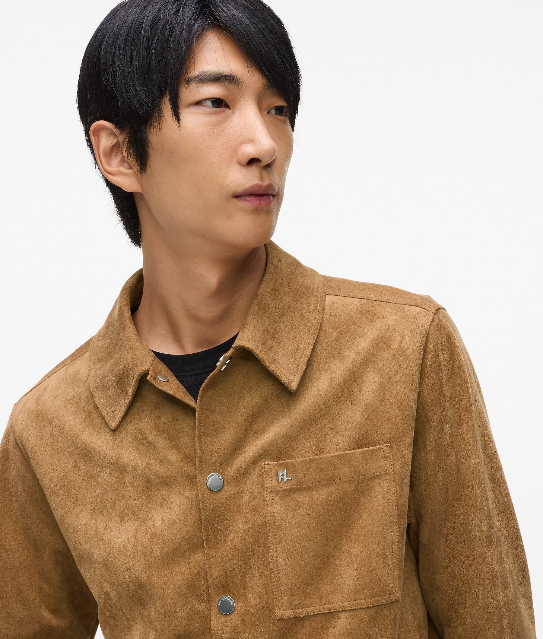 Faux suede trucker jacket