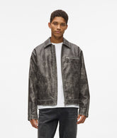 Distressed faux leather jacket