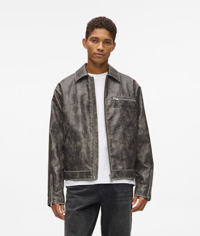 Distressed faux leather jacket